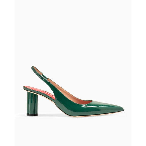 Carolina Herrera Cylinder-Heel Patent Leather Pumps in Racing Green, view 3