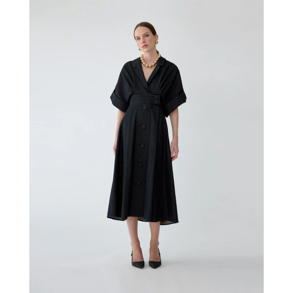 Carolina Herrera Denim Shirt Dress in Black, view 2