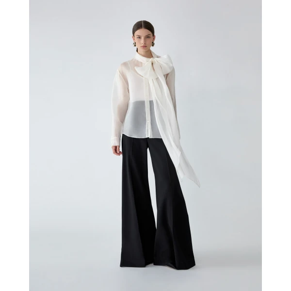 Carolina Herrera Denim Wide-Leg Diane Pants in Black, view 4