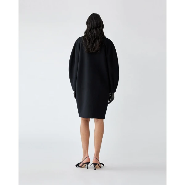 Carolina Herrera Double-Breasted Cocoon Coat in Black, view 3