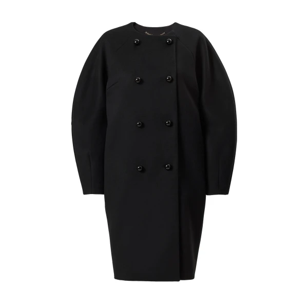Carolina Herrera Double-Breasted Cocoon Coat in Black