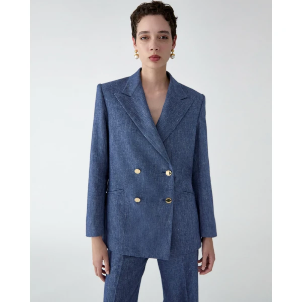 Carolina Herrera Double-Breasted Flannel Blazer, view 4