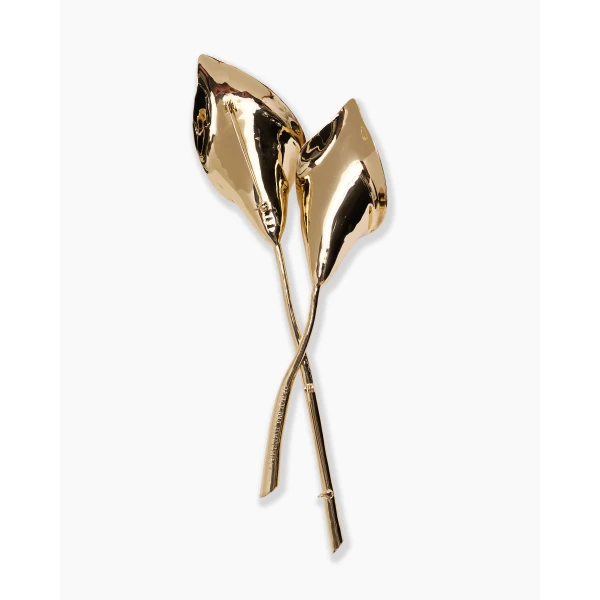 Carolina Herrera Double Calla Lily Brooch in Gold, view 3