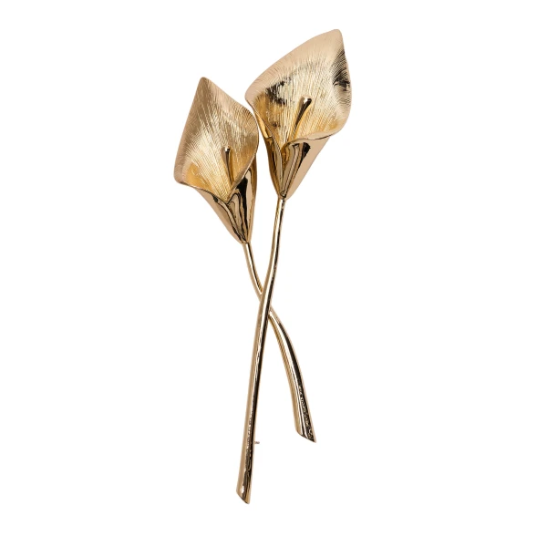 Double Calla Lily Brooch in Gold