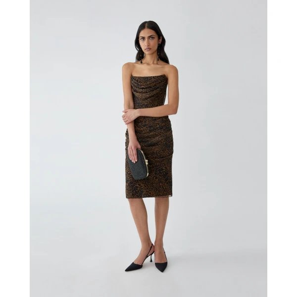 Carolina Herrera Draped Leopard Print Chiffon Dress, view 4