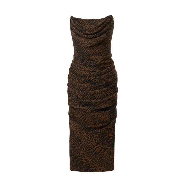 Carolina Herrera Draped Leopard Print Chiffon Dress