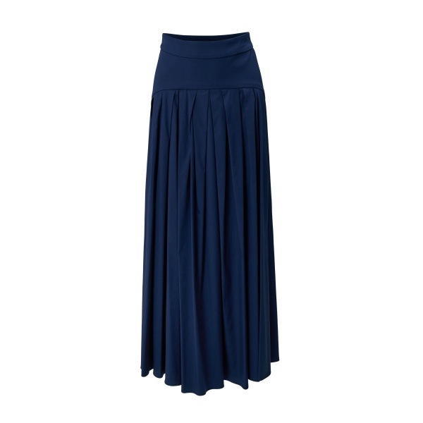 Carolina Herrera Drop Waist Pleated Midi Skirt in Midnight