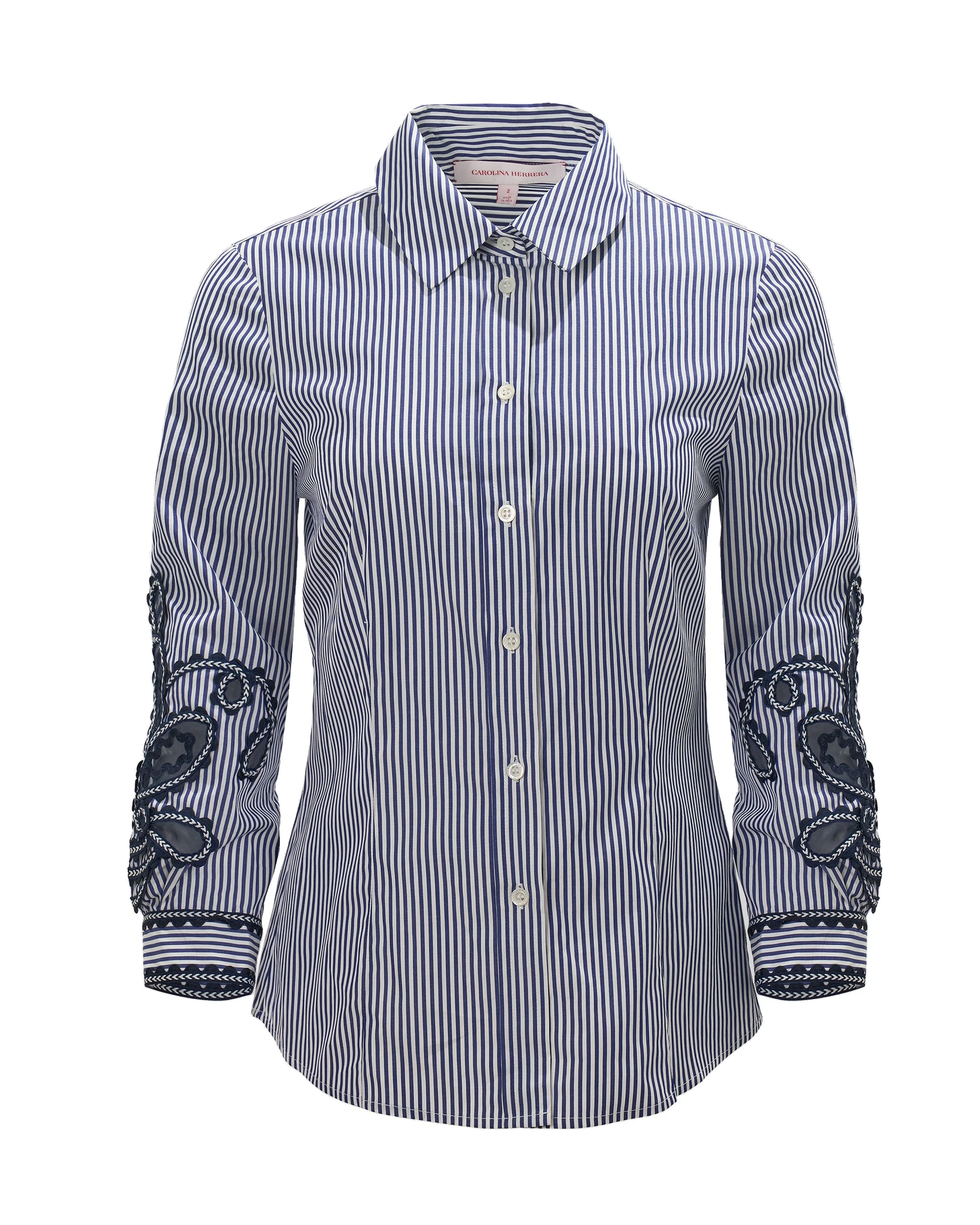 Carolina Herrera Embroidered Striped Shirt | Tops | Luxury Shoes Carolina Herrera Embroidered Striped Shirt