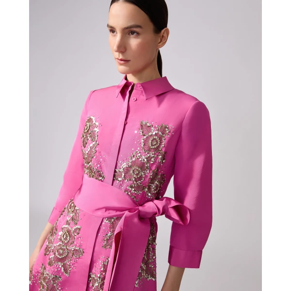 Carolina Herrera Embroidered Trench Gown in Rose, view 4