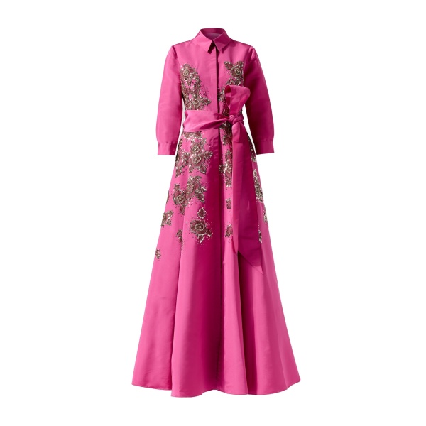 Carolina Herrera Embroidered Trench Gown in Rose