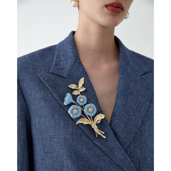 Carolina Herrera Enamel Flower Brooch, view 2