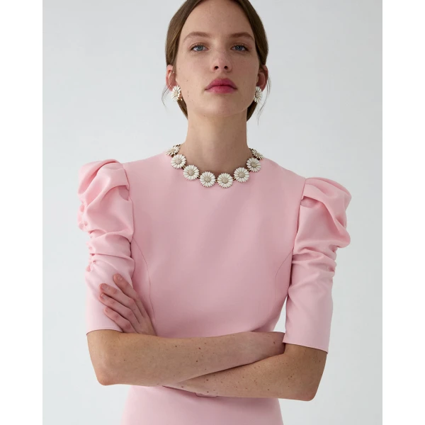 Carolina Herrera Enamel Flower Necklace in White, view 2