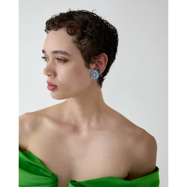 Carolina Herrera Enamel Flower Stud Earrings, view 2