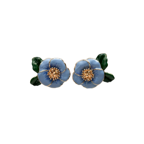 Carolina Herrera Enamel Flower Stud Earrings