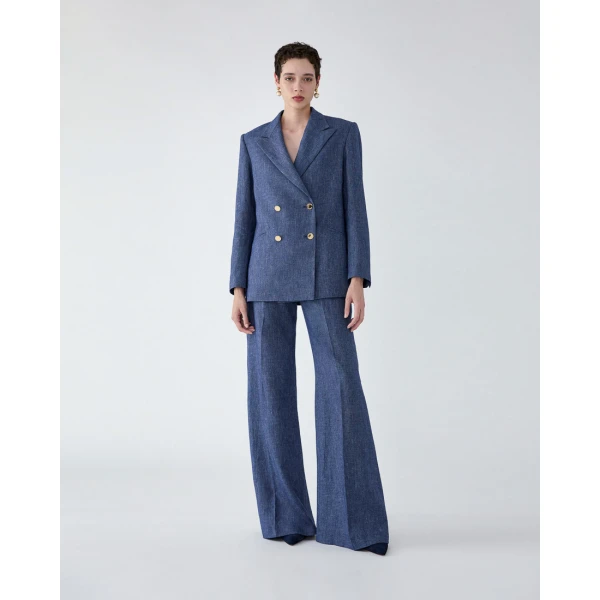 Carolina Herrera Flannel Wide-Leg Diane Pants, view 2