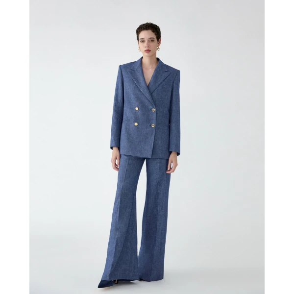 Carolina Herrera Flannel Wide-Leg Diane Pants, view 4