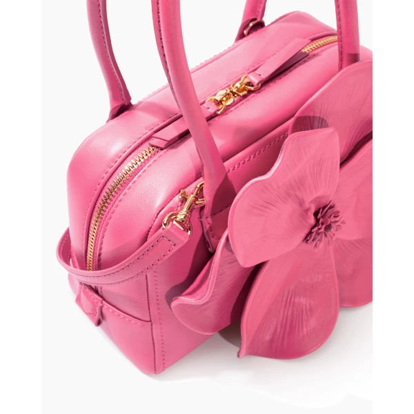 Carolina Herrera Flora Matryoshka Small Bowling Bag in Happy Pink, view 4