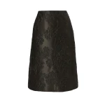 Carolina Herrera Floral Cloque Lurex Jacquard Pencil Skirt in Forest Green