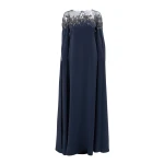 Carolina Herrera Floral-Embroidered Caftan in Midnight