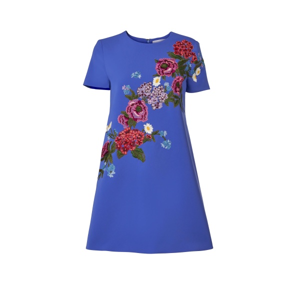 Carolina Herrera Floral-Embroidered Mini Dress