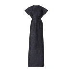 Carolina Herrera Floral Lurex Jacquard Fan Bodice Gown in Midnight