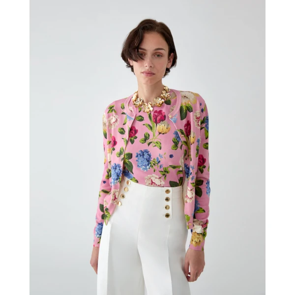 Carolina Herrera Floral-Print Cardigan, view 4