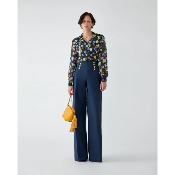 Carolina Herrera Floral-Print Chiffon Shirt, view 2