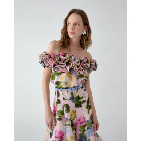 Carolina Herrera Floral-Print Extra-Wide-Leg Iris Pants, view 4