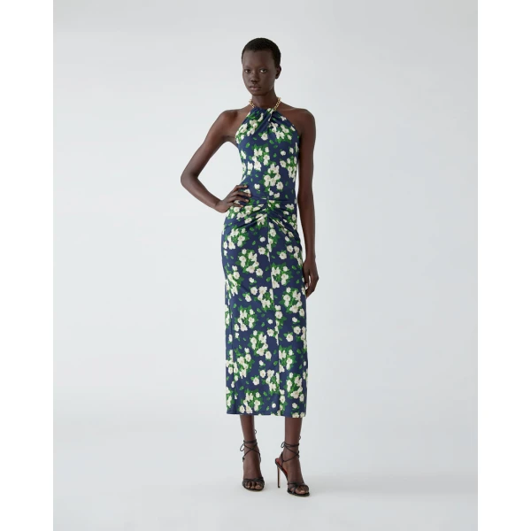 Carolina Herrera Floral-Print Jersey Halterneck Dress, view 2