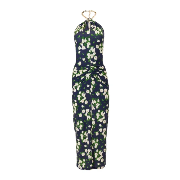 Carolina Herrera Floral-Print Jersey Halterneck Dress
