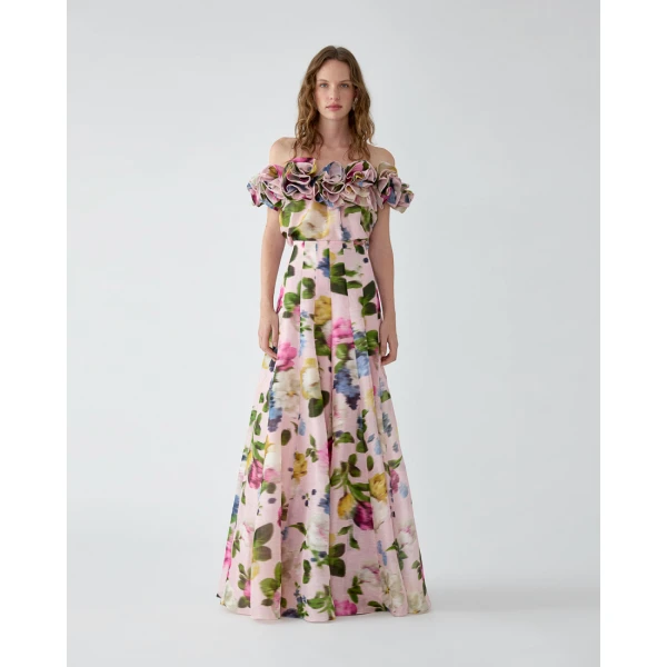 Carolina Herrera Floral-Print Off-Shoulder Top, view 2