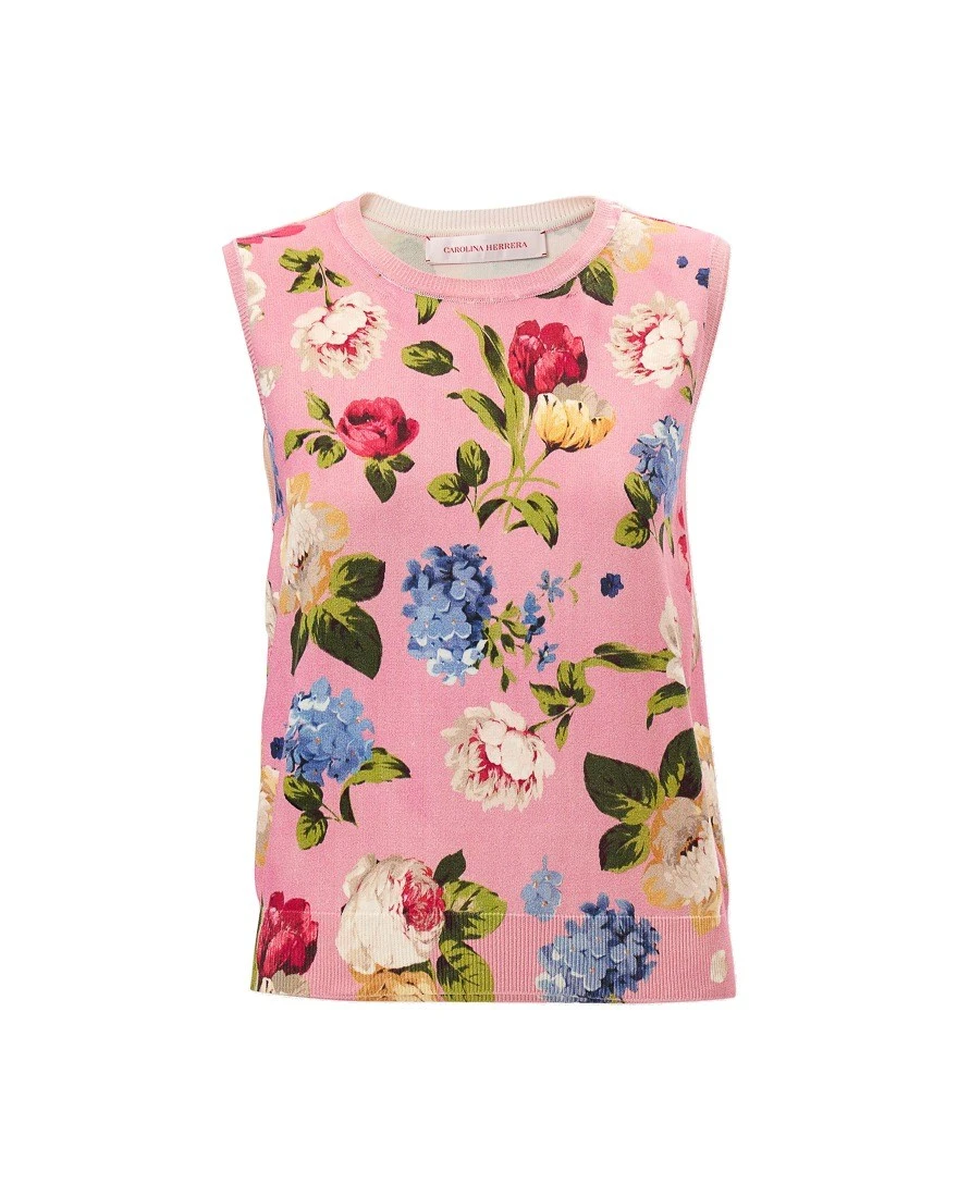Carolina Herrera Floral-Print Tank | Tops | Luxury Shoes Carolina Herrera Floral-Print Tank