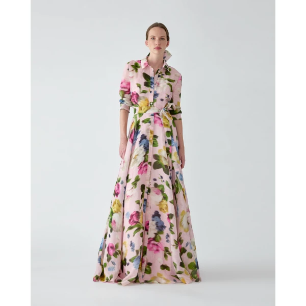 Carolina Herrera Floral-Print Trench Gown, view 2