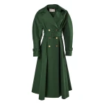 Carolina Herrera Gabardine Trench Coat in Racing Green