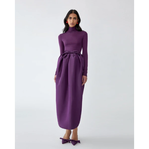 Carolina Herrera Gathered Maxi Skirt in Plum, view 4