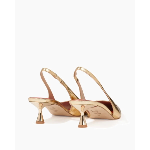 Carolina Herrera Gold Patent Leather Slingback Heels, view 3