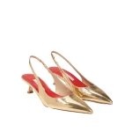 Carolina Herrera Gold Patent Leather Slingback Heels