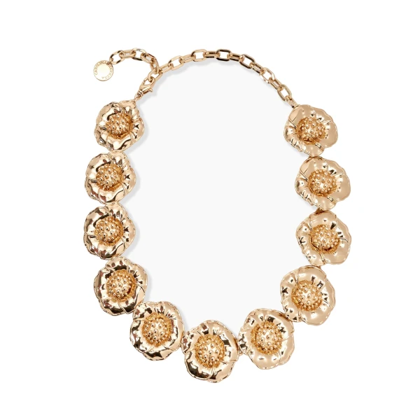 Gold Sculpted Flower Necklace