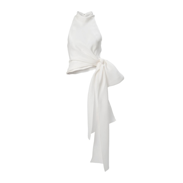 Carolina Herrera Halter Top with Bow Sash in Ivory