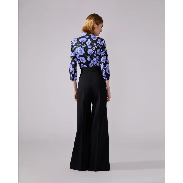 Carolina Herrera High-Rise Wide-Leg Pants in Black, view 3