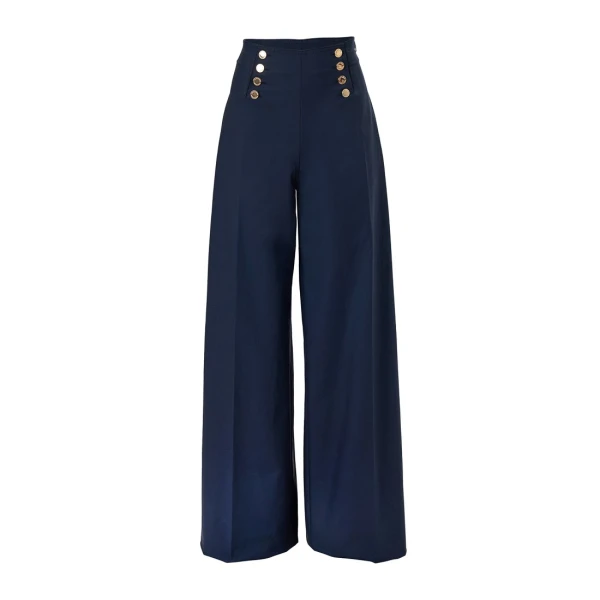 Carolina Herrera High-Waisted Wide-Leg Alba Pants in Midnight