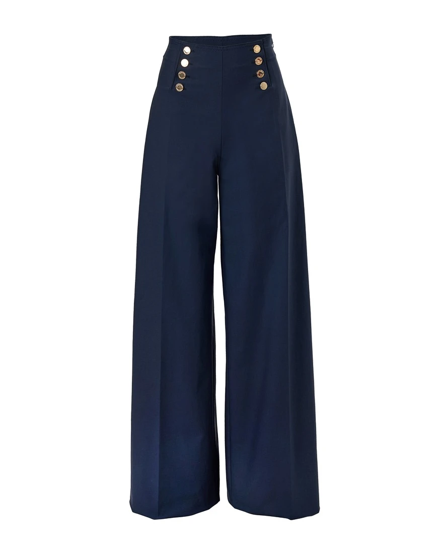 Carolina Herrera High-Waisted Wide-Leg Alba Pants in Midnight | Pants | Luxury Shoes Carolina Herrera High-Waisted Wide-Leg Alba Pants in Midnight