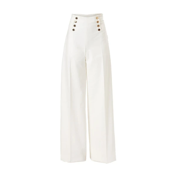 Carolina Herrera High-Waisted Wide-Leg Alba Pants in White