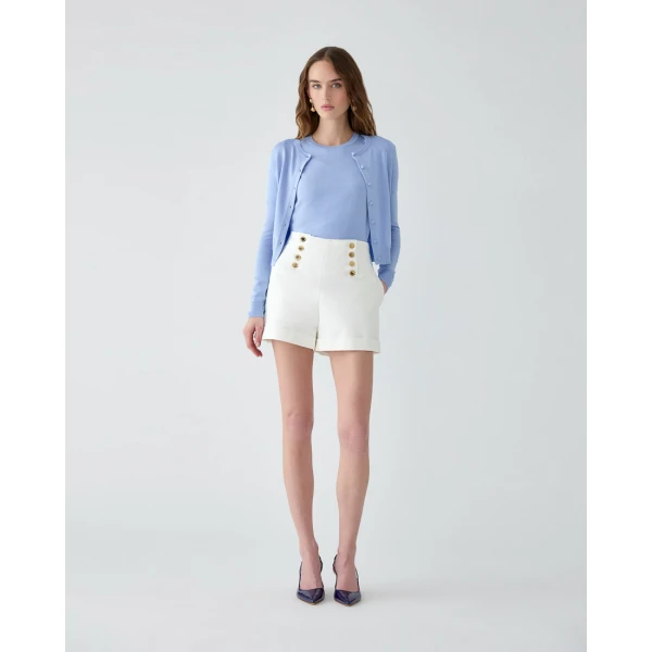 Carolina Herrera High-Waisted Wide-Leg Shorts in White, view 2