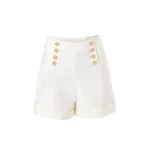 Carolina Herrera High-Waisted Wide-Leg Shorts in White