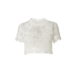 Carolina Herrera Hydrangea Lace Cropped Top in White
