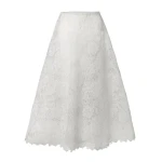 Carolina Herrera Hydrangea Lace Midi Skirt in White