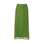 Carolina Herrera Hydrangea Lace Midi Slip Skirt in Lawn Green