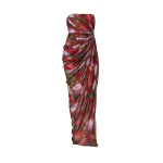 Carolina Herrera Hydrangea-Print Draped Chiffon Gown