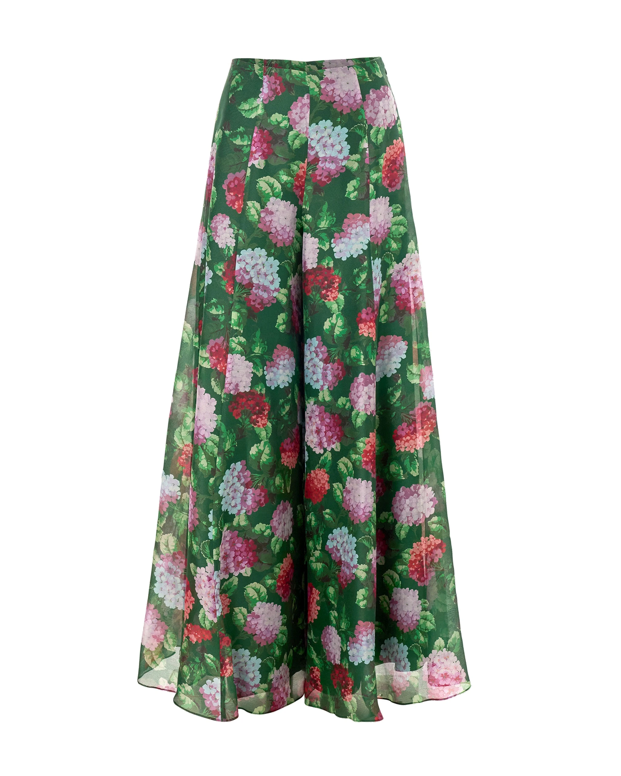 Carolina Herrera Hydrangea-Print Organza Iris Pants | Pants | Luxury Shoes Carolina Herrera Hydrangea-Print Organza Iris Pants